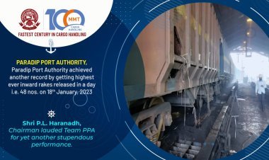 Paradip Port Authority achieved another record was 48 nos. of rakes achieve