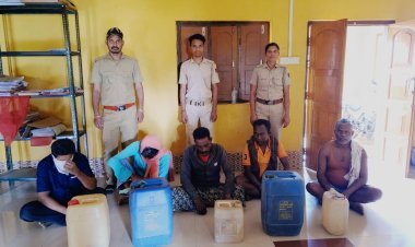 as per direction of collector and excise superintendent raid conducted by excise staff of the district in which 6 person arrested with seizure of 153 ltrs of ID liquor