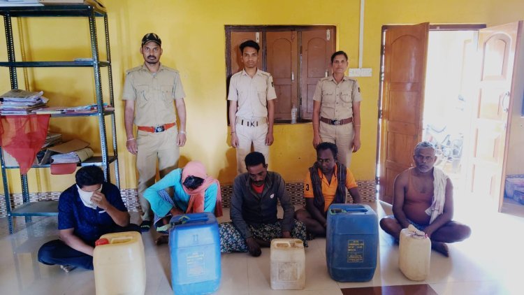 as per direction of collector and excise superintendent raid conducted by excise staff of the district in which 6 person arrested with seizure of 153 ltrs of ID liquor