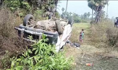 ରାସ୍ତାକଡ଼କୁ ଓଲଟିଲା ସ୍କୁଲ ଭ୍ୟାନ୍; ୬ ଆହତ