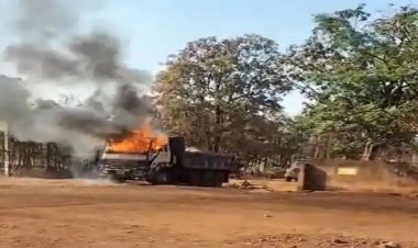 ରାସ୍ତାରେ ହୁ ହୁ ହୋଇ ଜଳିଗଲା ଟ୍ରକ୍